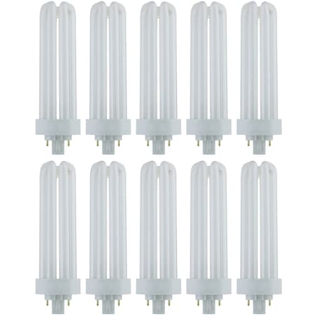 Sunlite PLT42/E/SP65K Fluorescent 42W PLD Triple U-Shaped Twin Tube CFL Bulbs, 4-Pin GX24Q-4, 6500K, 10PK 40593-SU